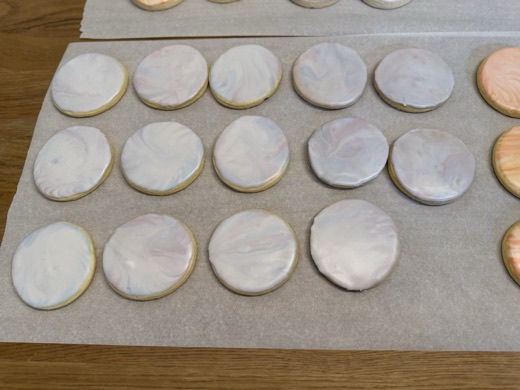 Pearl marbled sugar cookies in soft pastels